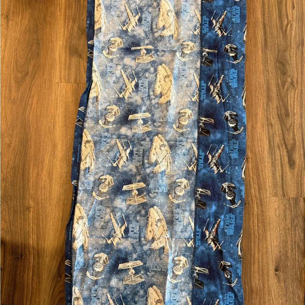 Star Wars design Blue Curtain valances (2) Like new.
